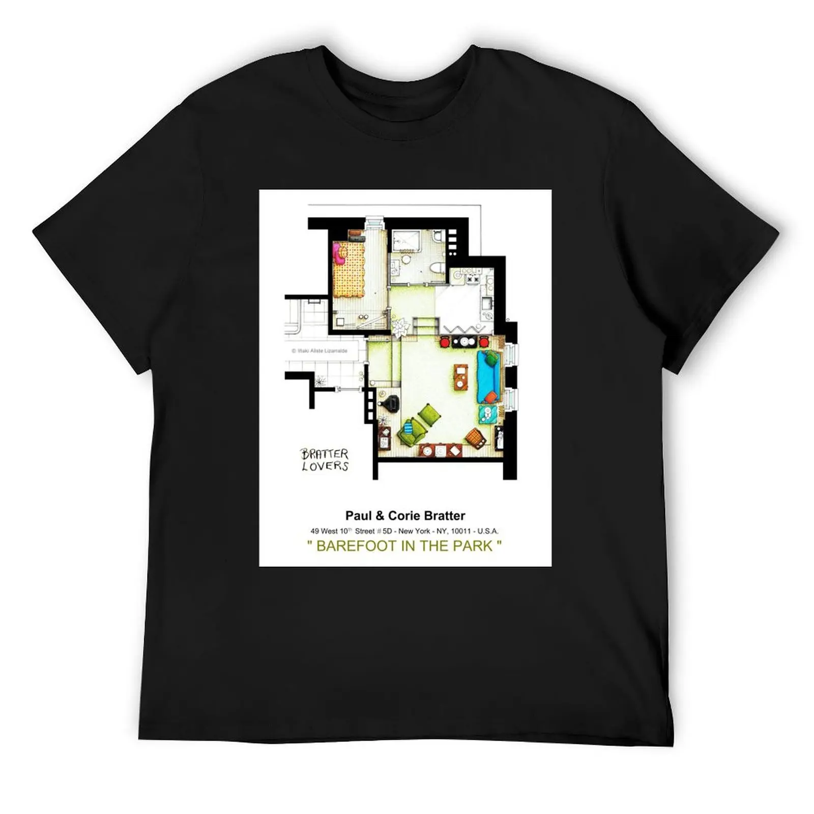 Floorplan of the apt from Barefoot in the Park T-Shirt cute tops baggy shirts clothes for men