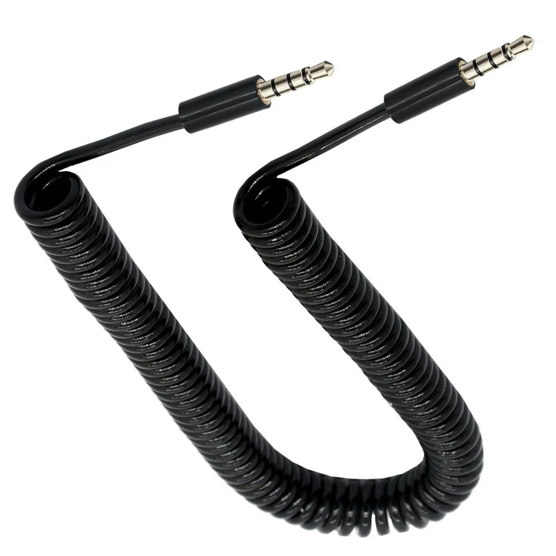 1m 3m 3.5mm Male To Male  Jack 4 Pole Male to Female Extension Aux Audio Spring Spiral Coiled Cable