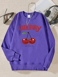 Cherries Graphic Happy Have A Nice Day Print Women Sweatshirt Harajuku  Pullovers Fashion Hip Hop Hoody  Comfortable  Tracksuit