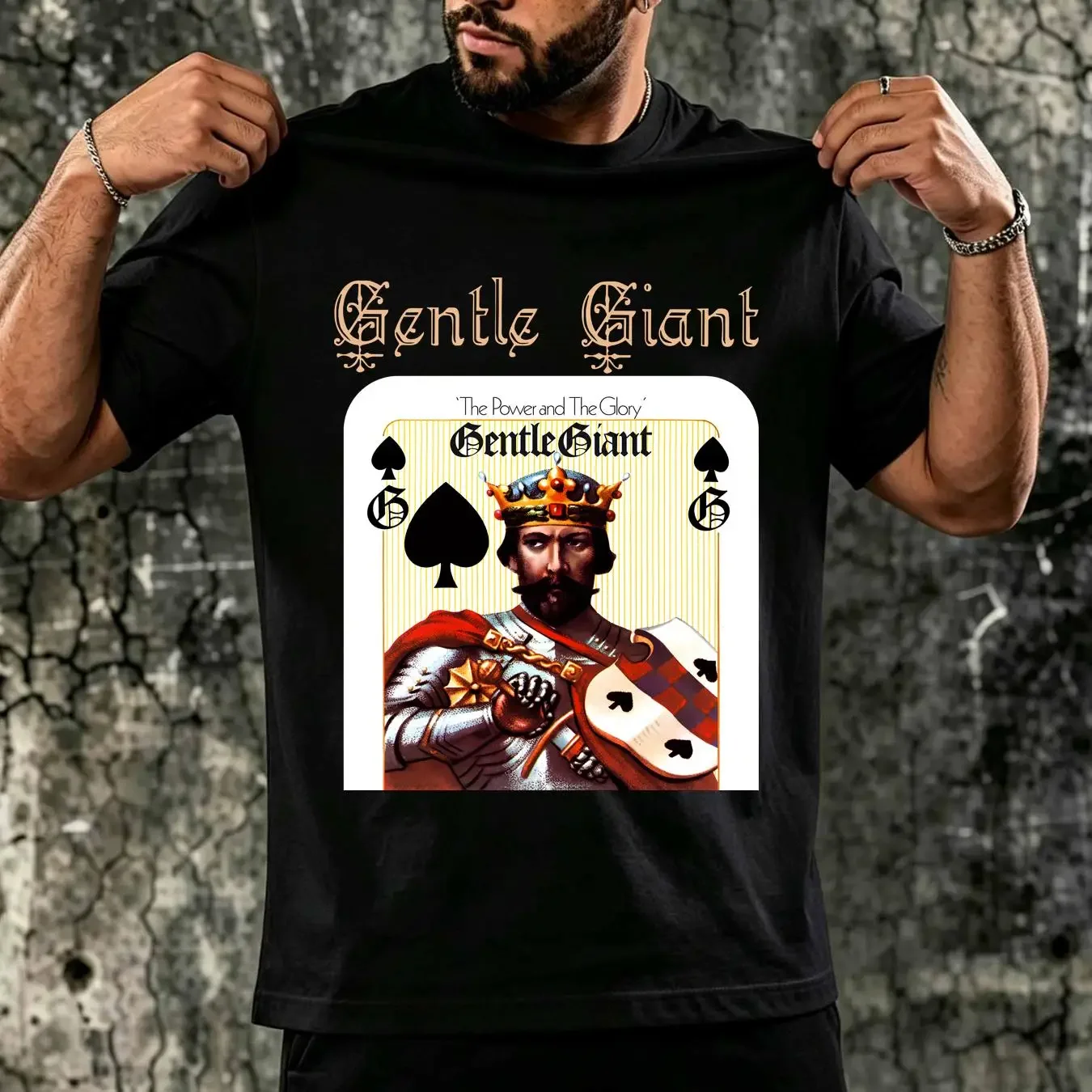 washed T Shirt The Power and Glory Men's Regular Size Cotton Gentle Giant vintage Washed Breathable Comfortable