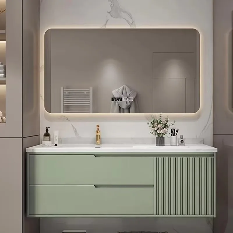 Green Wooden Bathroom Cabinet Organizer Modern Space Saver Bathroom Cabinet Vanity Wall Mounted Mobiletto Bagno Home Furniture