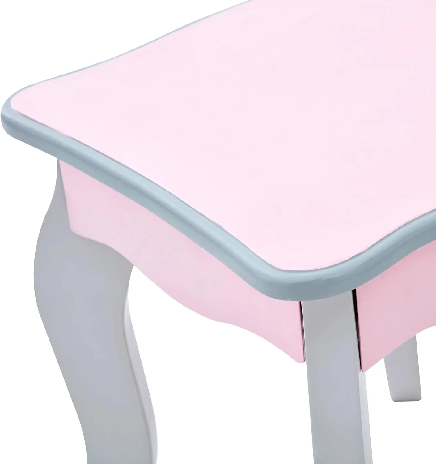 Girls Vanity Set with Mirror & Stool, 3 Storage Drawers, & Rotating Mirror, Little Princess Rapunzel Makeup Dressing Table