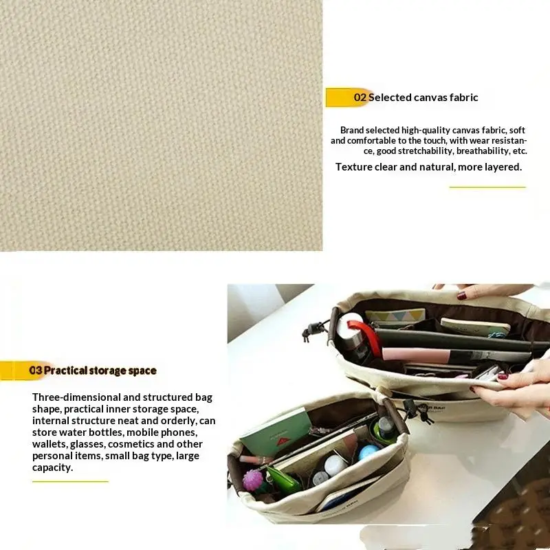Drawstring Canvas Storage Organizers Multi-Pockets Liner Bag Portable Travel Bag