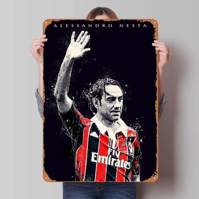 Alessandro Nesta Sports Metal Poster Gaming Room Decoration Vintage Metal Tin Sign Plaque for Wall Art Decoration Bathroom Decor