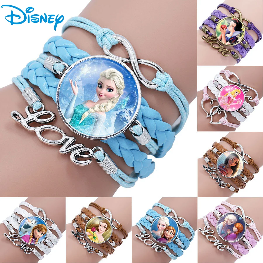 2024 Disney Anime Frozen 2 Elsa Anna Princess Cartoon Bracelet Action Figure Toys lovely Wristand Girl Gift Christmas Gifts Toys