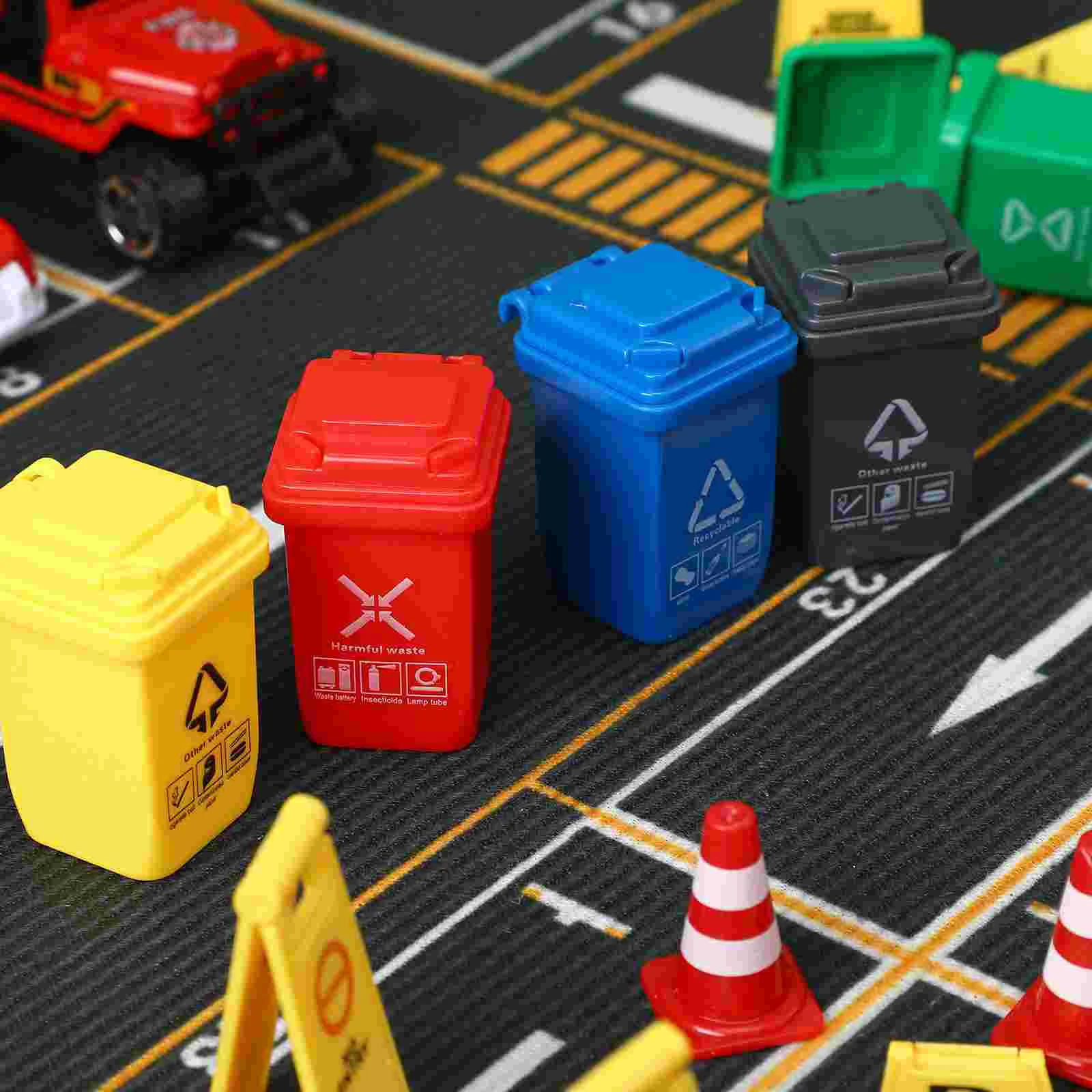 25 Pcs Traffic Light Teaching Cognitive Toys Kids Car Signs Ornament Garbage Can Cars for