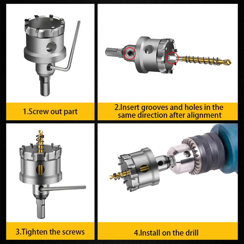 Broca de sierra perforadora, cortador de acero cobalto de carburo de aleación, corte de madera de acero inoxidable, broca de núcleo de Metal de hierro, 1 ud.