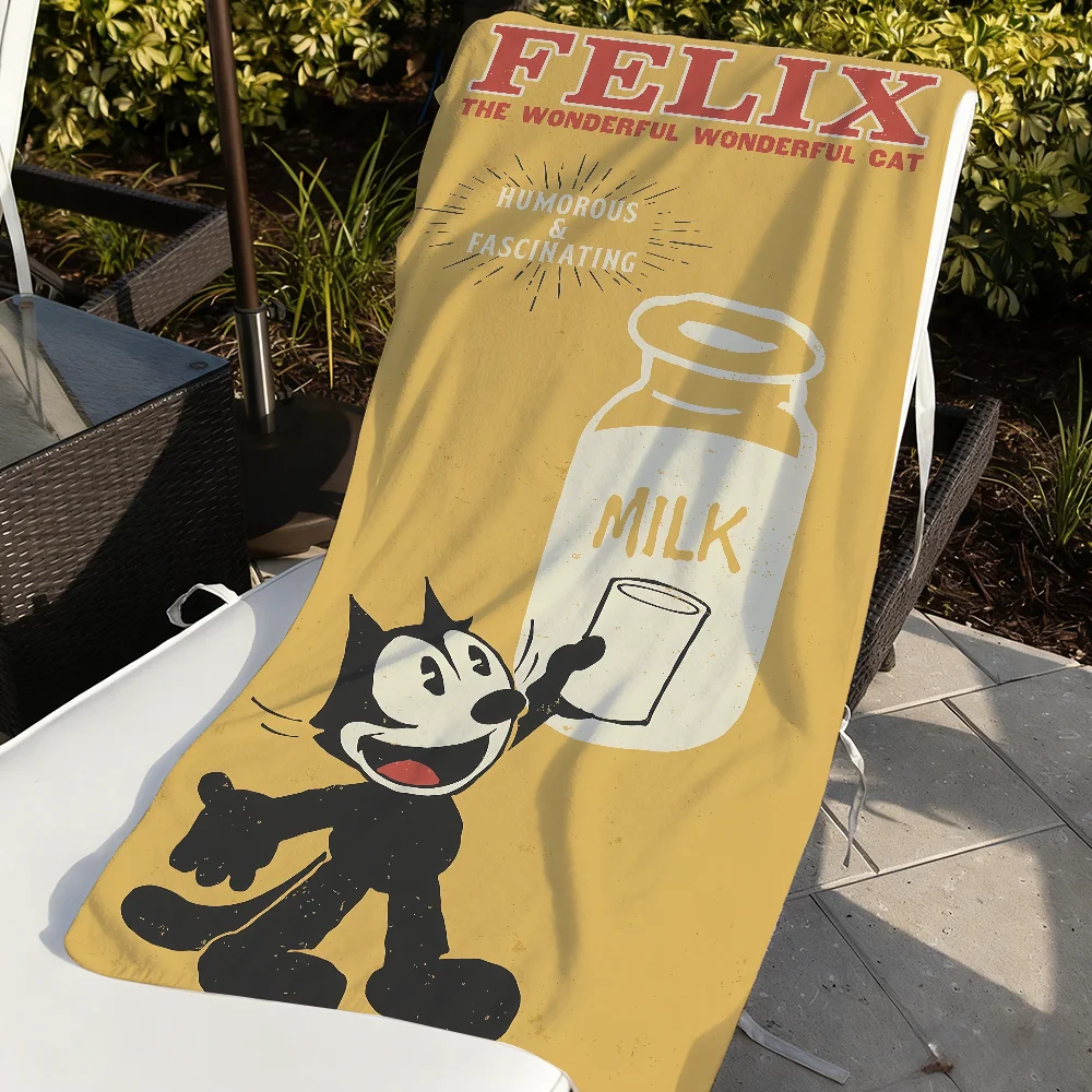 Funny F-Felix the Cat Cartoon Towel Soft Pool Gift For Travel Gym Shower Camping Quick Dry Sports Large Beach Towels