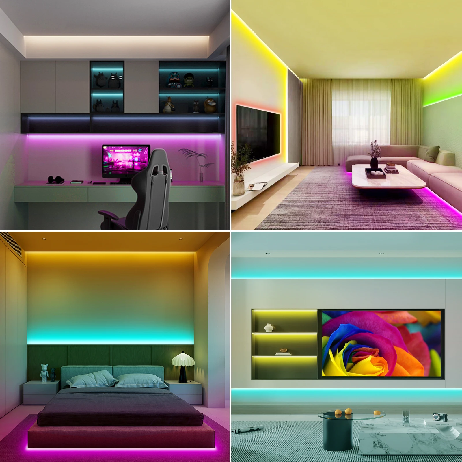 576LEDs/M RGB COB LED Strip Light Tape USB 5V Bluetooth APP Remote Control FOB Dimmable LED Light Ribbon For Game Room Decor