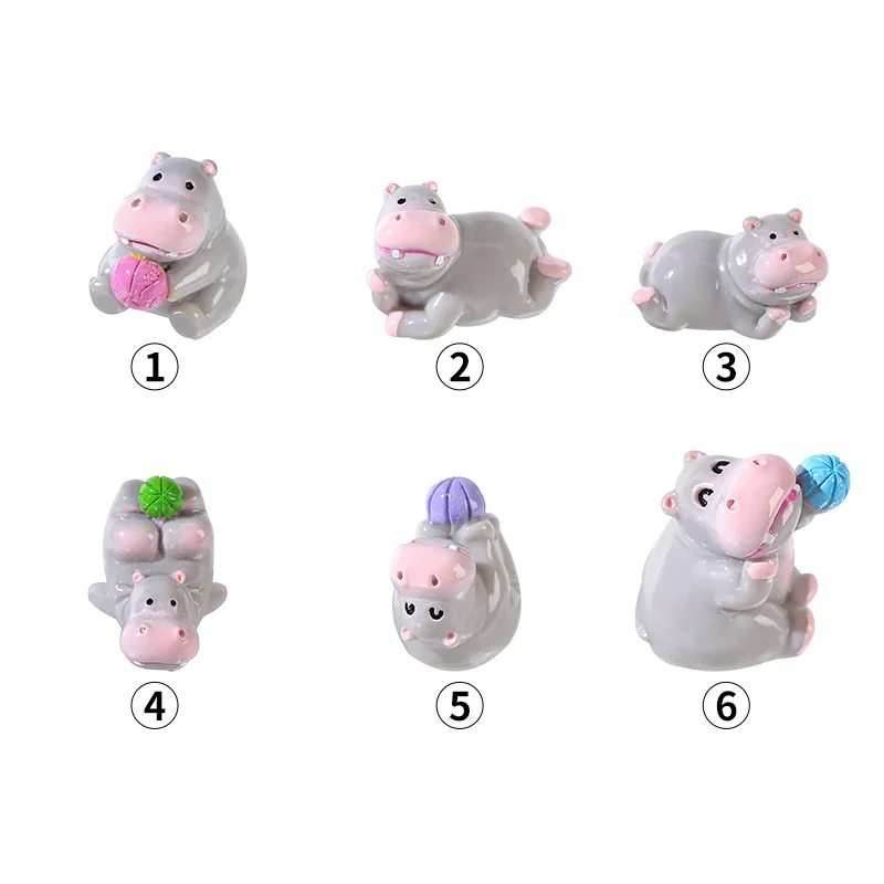 

12Pcs Resin Mini Hippos Cute Animal Decorations for Desk Bedside Cake Toppers DIY Small Space Decor Mini Hippo Figurines