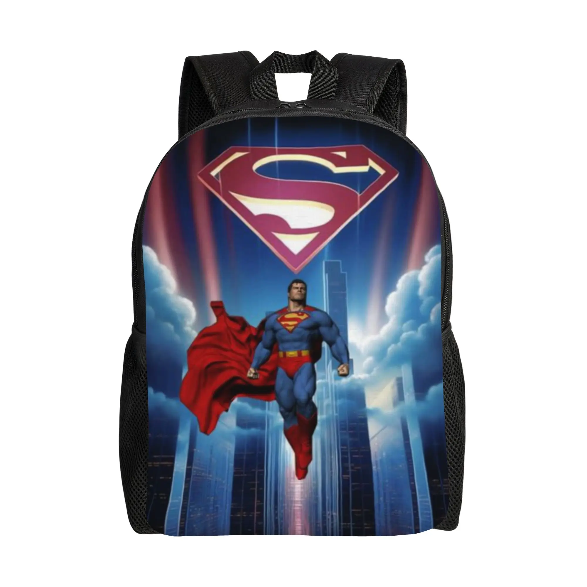

Back to school season Sturdy Shoulder Red Cape Heroic Daypack Superman Couple Backpack
