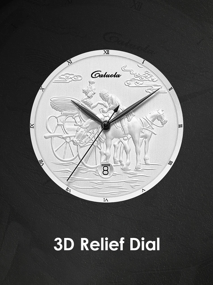 Luxury Automatic Watch Men Miyota 9015 Mechanical Wristwatches 40mm Relief Art Dial Fashion Watches Waterproof Clocks CALUOLA