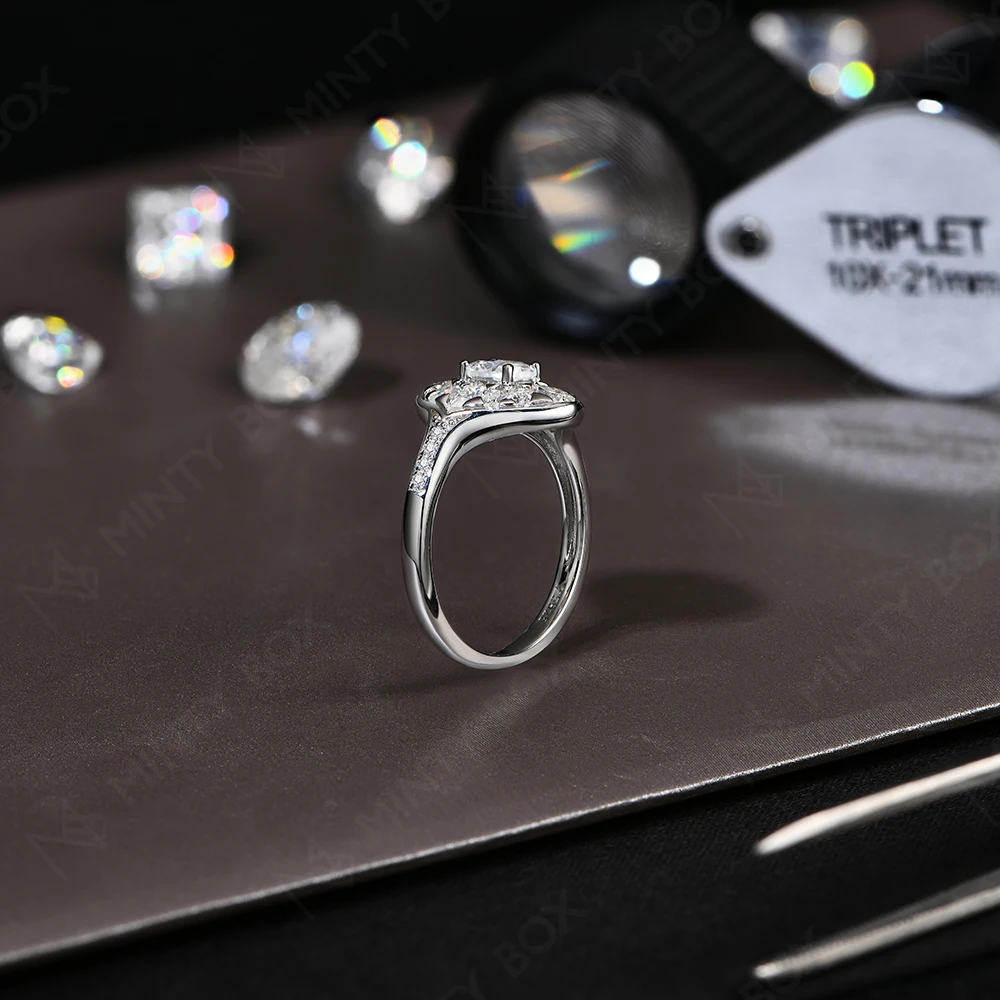 MINTYBOX 925 Sterling Silver Full Moissanite Engagement Ring For Women Oval Cut 0.5ct Diamond Rings Luxury Wedding Fine Jewelry