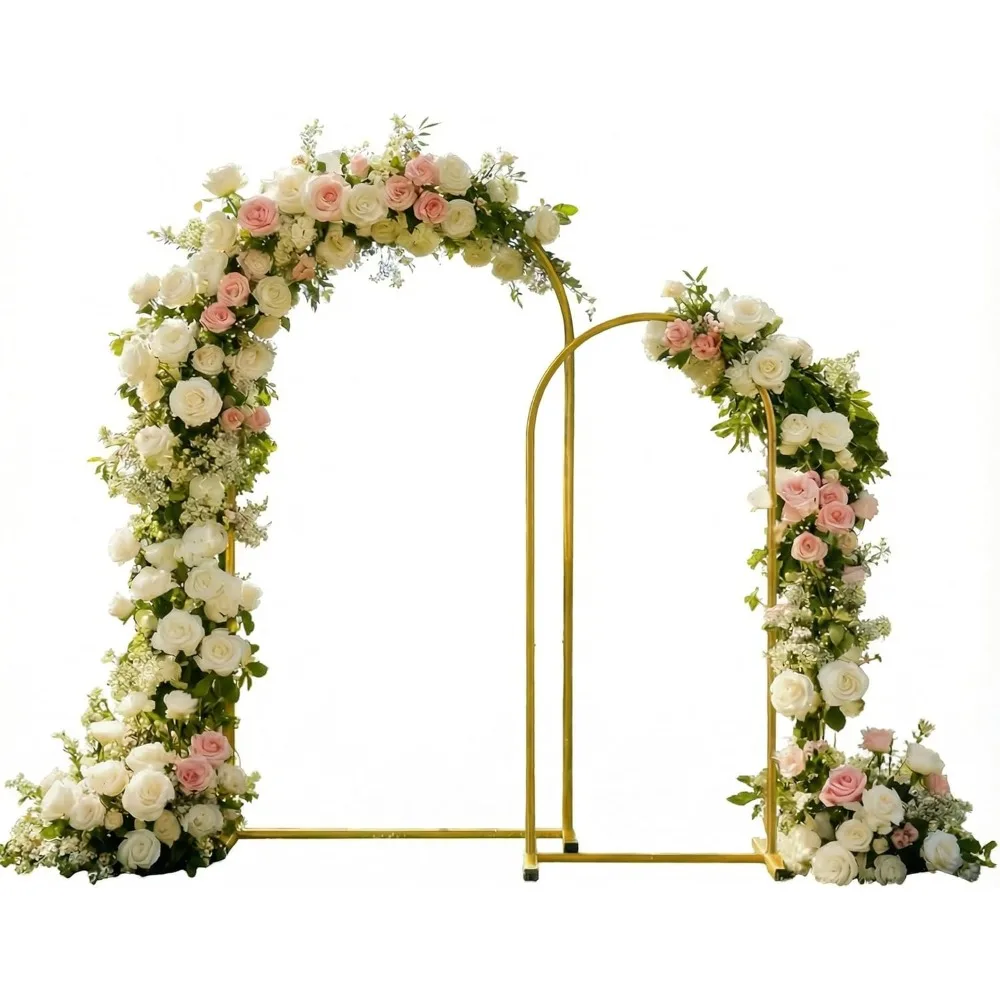

7.2ft+6ft Metal Arch Stand Set – Gold Balloon Garland Frame for Wedding/Birthday/Photo Booth Decor