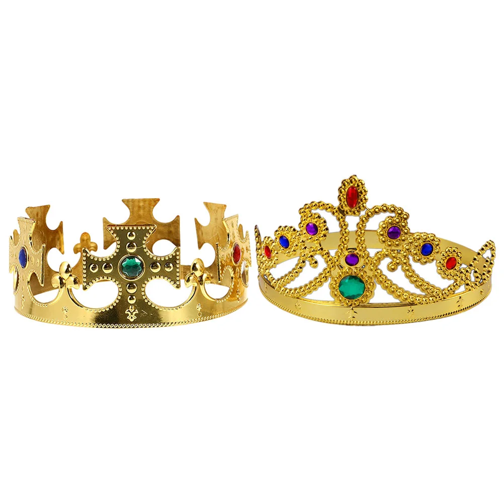 2 Pcs Festive Crown Tiara Special Occasion Halloween Flash Chic Prop Plastic Cosplay Performance Costume