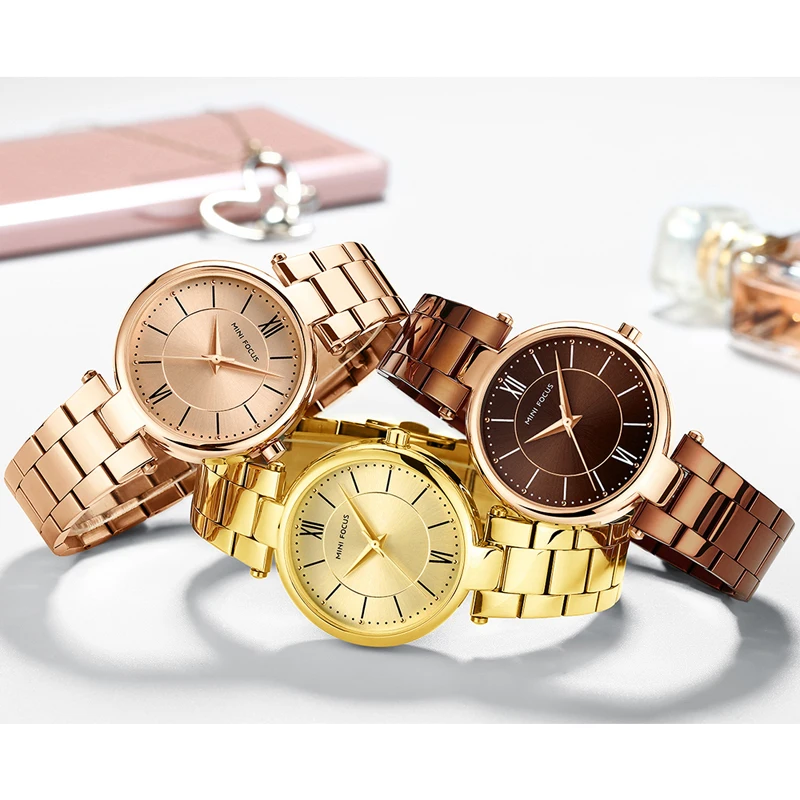 MINI FOCUS 0189L Women's Stainless Steel Strap Watch Waterproof Luxury Quartz Watch Women's Watch Relogio Feminino Luxury
