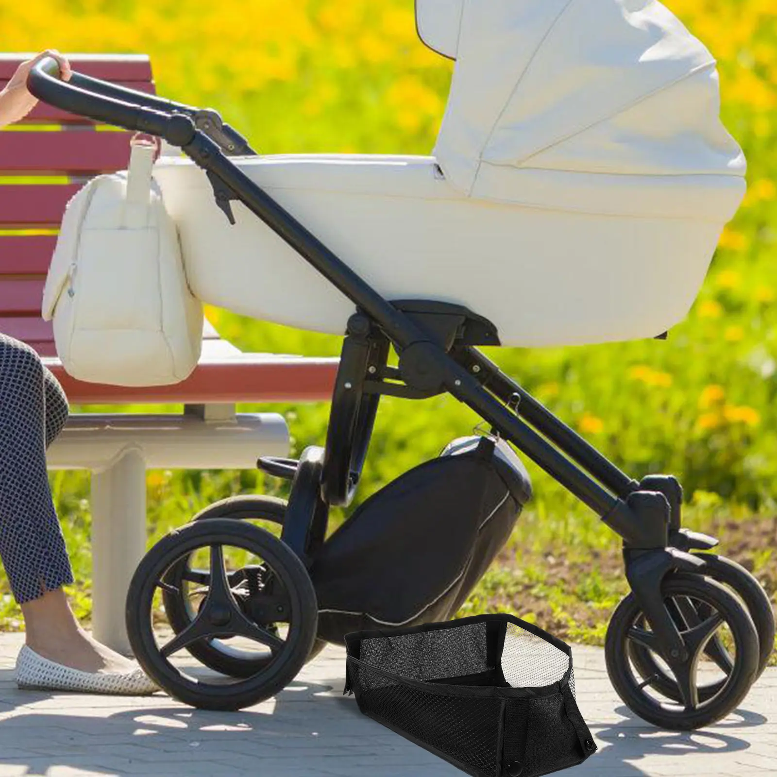 

Universal Stroller Bottom Organizer Bag Oxford Cloth Lightweight Baby Stroller Storage Bag Diaper Milk Bottle Organizer Basket