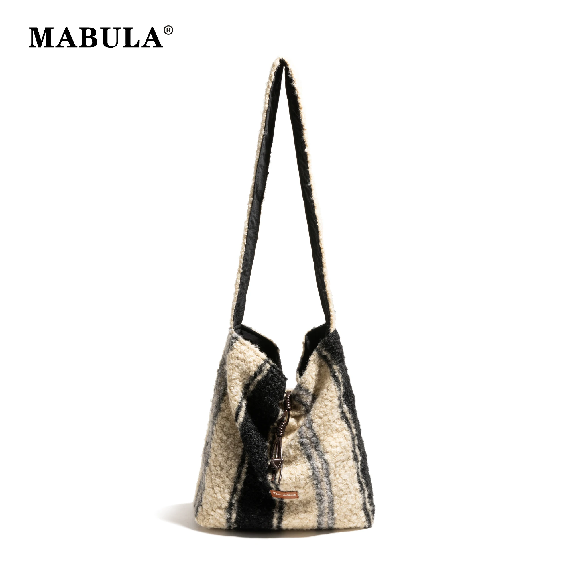 

MABULA Vintage Plaid Shoulder Bag Korean Style Simple Casual Ladies Work Commuter Pouch Large Capacity Shopping Purse For Women