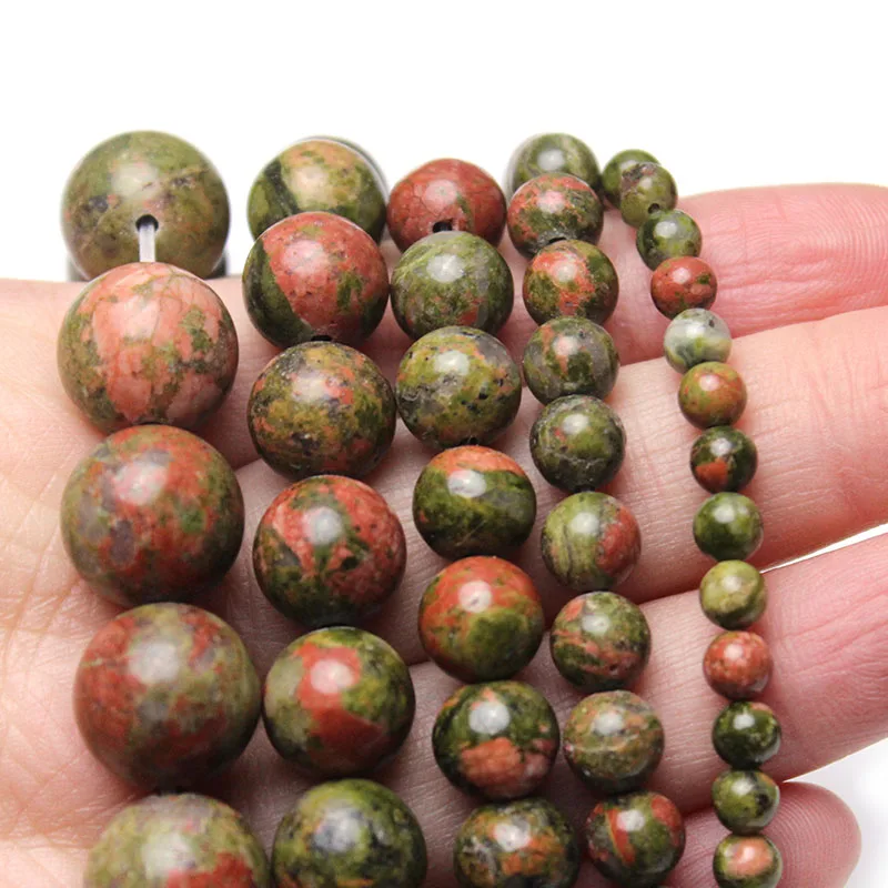 Natural Unakite Stone A+ Quality Loose Spacer Round Beads For Jewelry Making Accessories DIY Necklace Bracelet 4/6/8/10/12mm