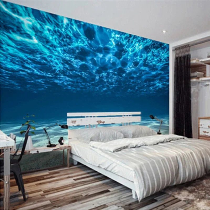 Custom Wall Mural Wallpaper Ocean Deep Sea Landscape Wall Painting Bedroom Living Room Background Photo Papel De Parede Tapety