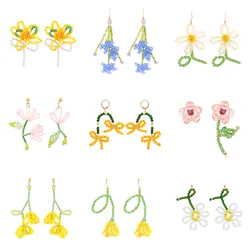 Orecchini di nappa di fiori di perline di riso in vetro intrecciato a mano coreano orecchini pendenti Glamour carino da donna accessori per gioielli da festa