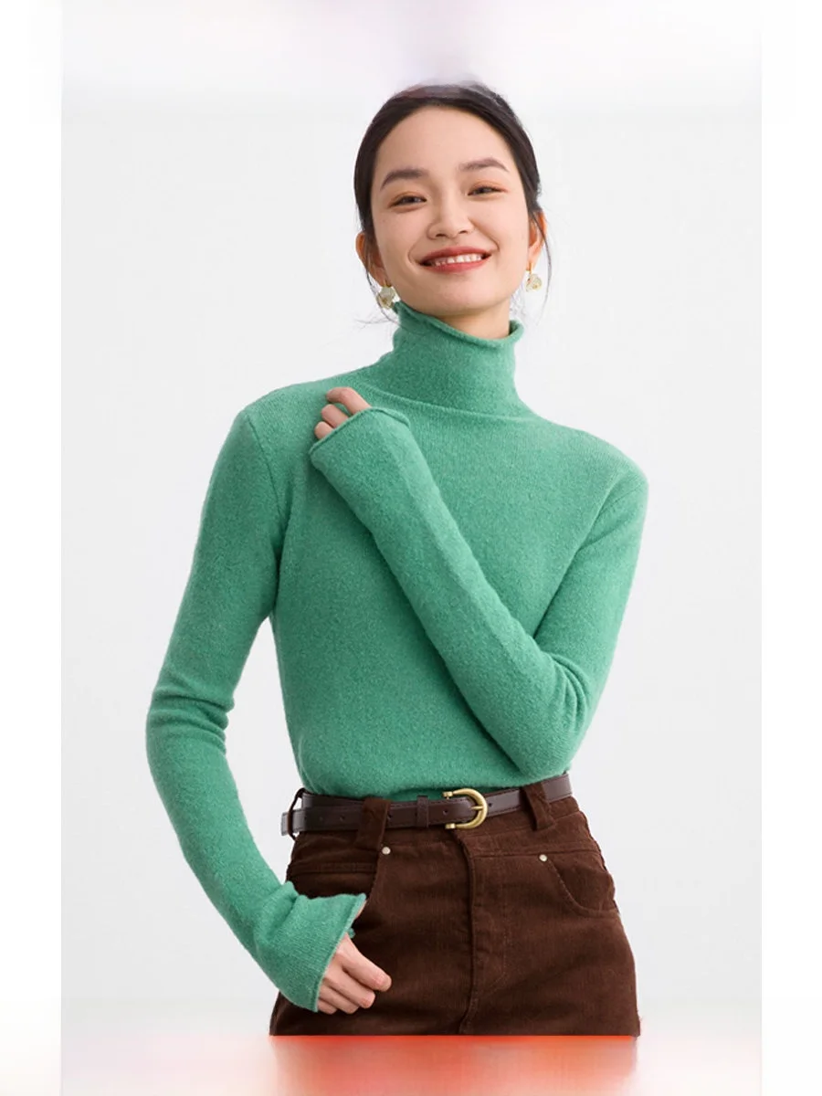 

ROCO Retro Warm Knitted Wool Camere High Ne Sweater Vintage Base Layer irt Spring New Arrival Women's Faion
