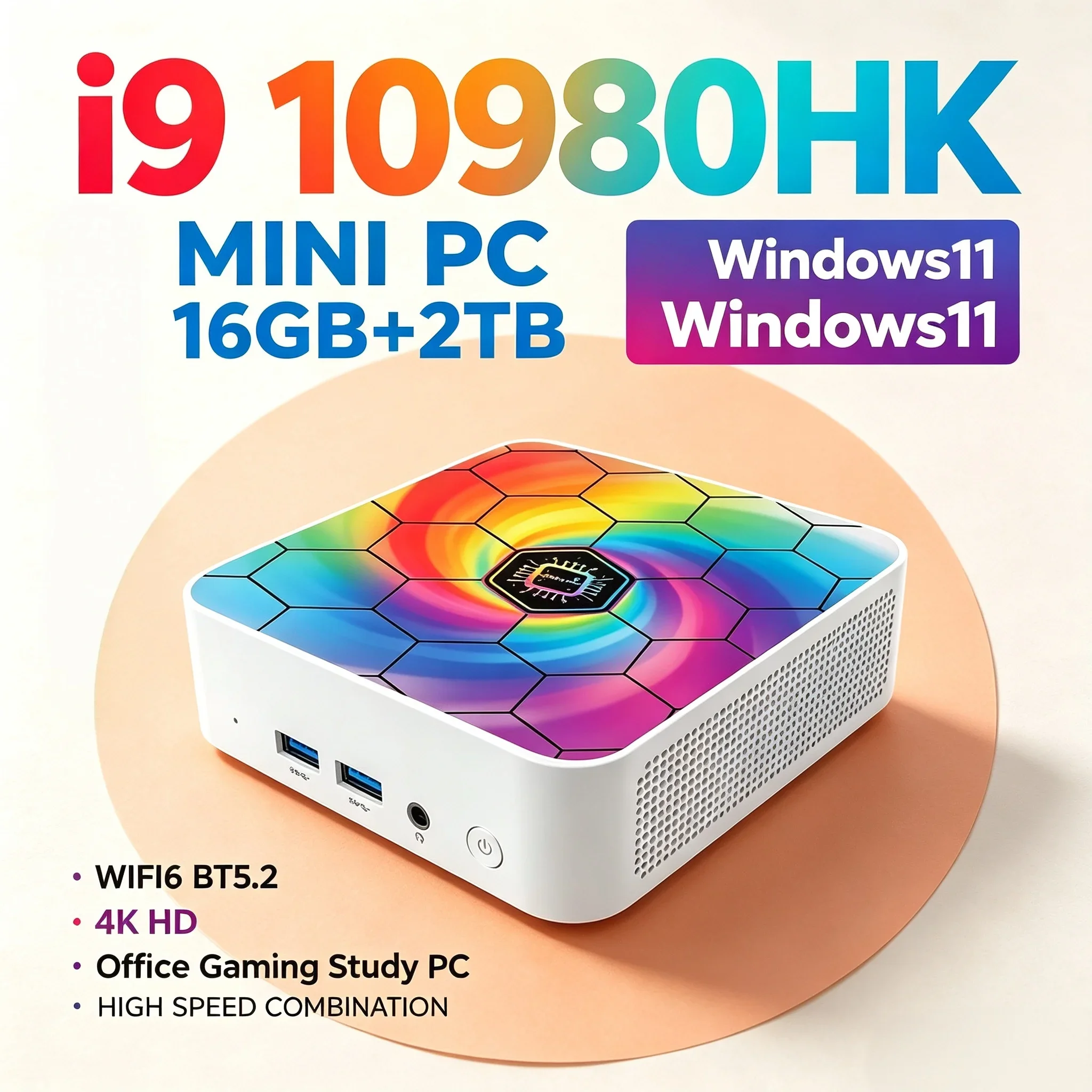 Intel I9‑10980HK Mini PC Windows11 16GB RAM 1‑2TB SSD WiFi6 BT5.2 Portable Mini Desktop Computer Home Office Business Mini Host