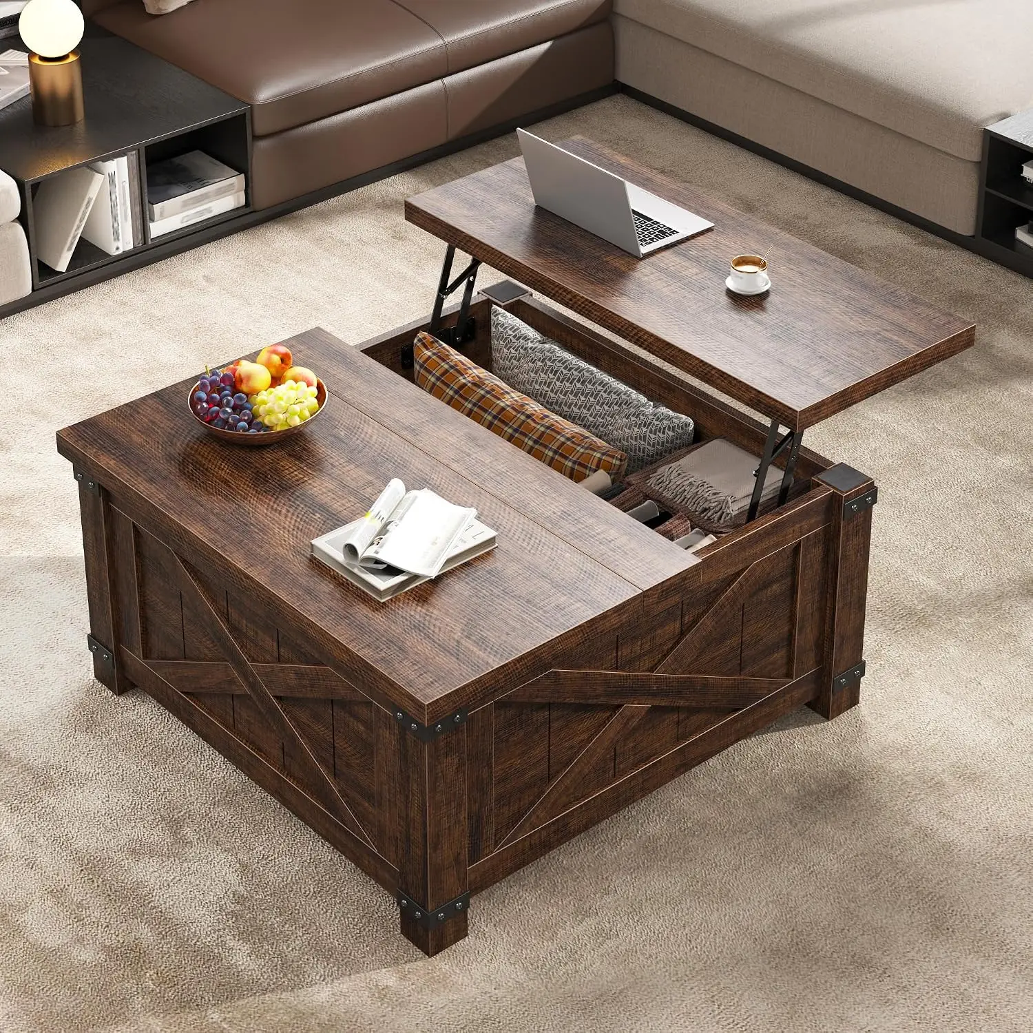 Lift Top Coffee Table with Storage, 35.7