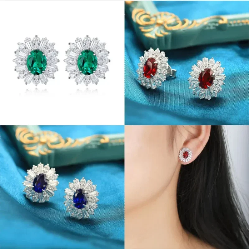 

Pirmiana 2023 Elegant S925 Silver Three Colors Lab Grown Gemstones Earrings Jewelry for Woman Gift