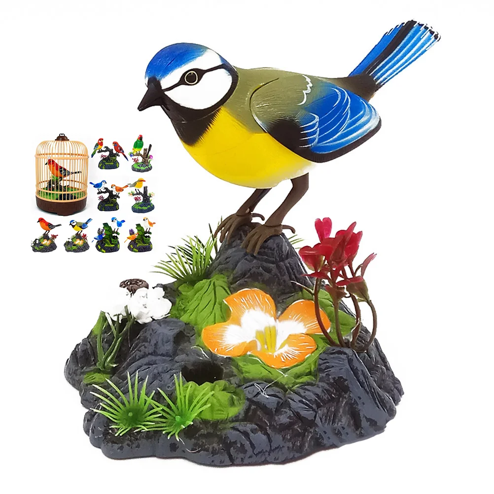 Voice Control Bird nament Electric Artificial Bird Singing Cage Decor Electronic Pets Imitation Bird Home Garden Decor