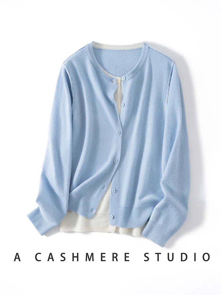 MEETCC المرأة 100% الكشمير وهمية 2 قطعة سترة ربيع الخريف سترة ناعمة تنوعا ملابس خارجية الكورية تريكو غير رسمي #6