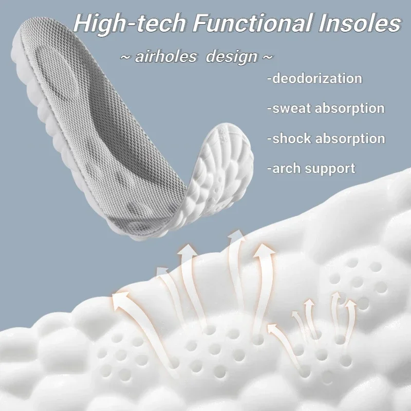 4D Massage Shoes Insoles Super Soft Running Sports Insole for Feet Baskets Shoe Sole Arch Support Orthopedic Inserts Unisex