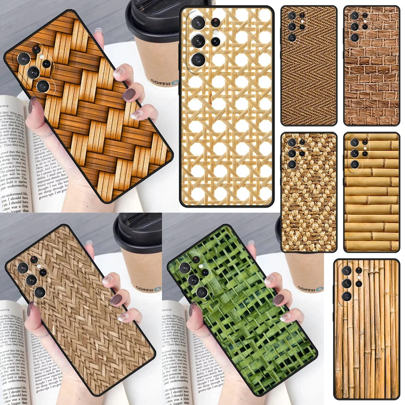 Bamboo Inlay Style Cover For Samsung Galaxy S23 Ultra S22 S20 S21 FE S8 S9 S10 Plus Note 10 20 Ultra phone Case