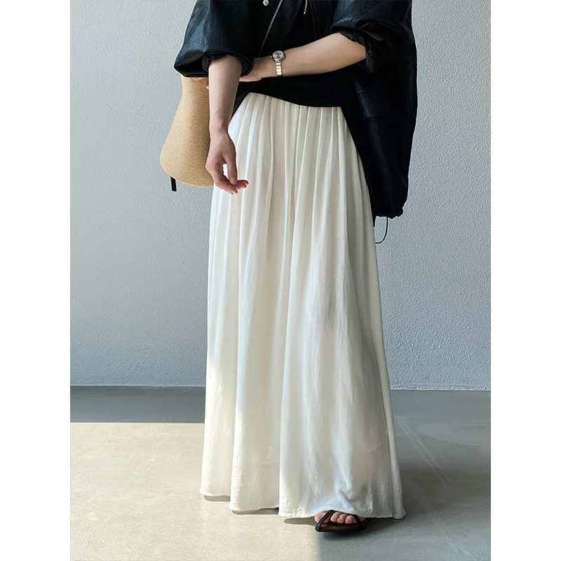 Elegante Falda Larga Lisse con Caída, Falda Midi Versátil de Cintura Alta, Asimétrica, Holgada, de Lyocell, Primavera 2026