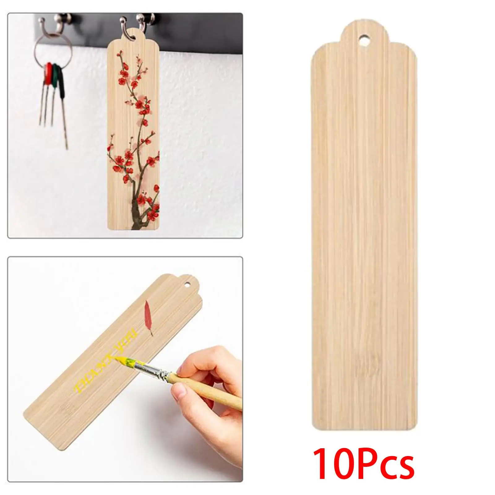 10 pezzi di segnalibri di bambù vuoti non finiti sfusi con fori pezzi di legno cartellini regalo appesi per la festa di creazione di carte di Scrapbook fai da te