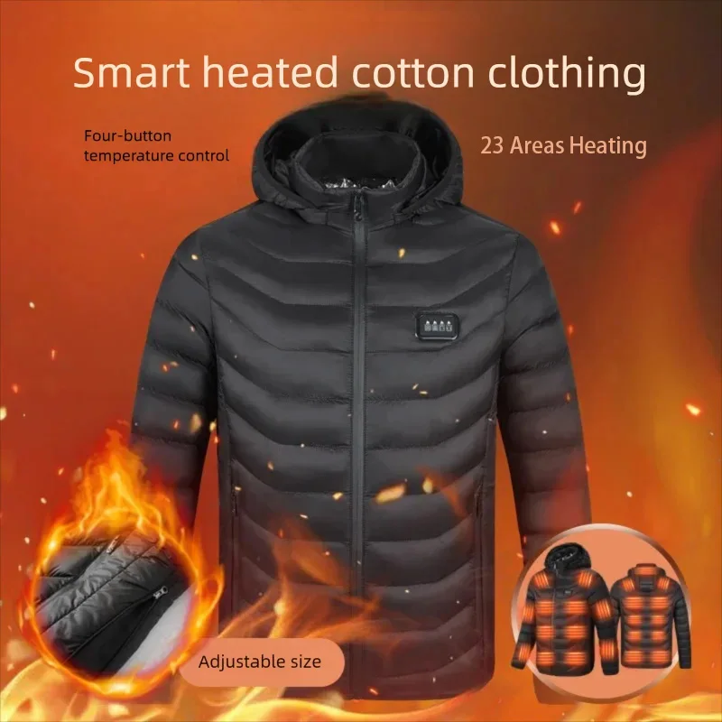 23 Areas Winter Intelligent Heating Cotton Jacket Men's Self Heating Parka Women Warm USB Electric Four Controls Heated Clothes