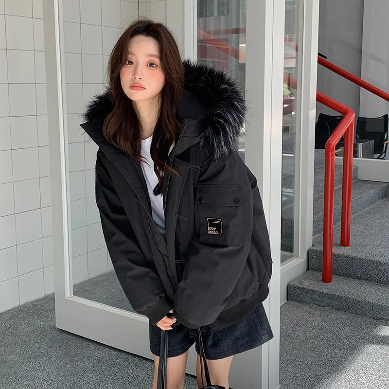 Cotton padded women's 2025 winter new loose fitting cotton jacket for students, warm bread jacket, cotton coat jacket jacket