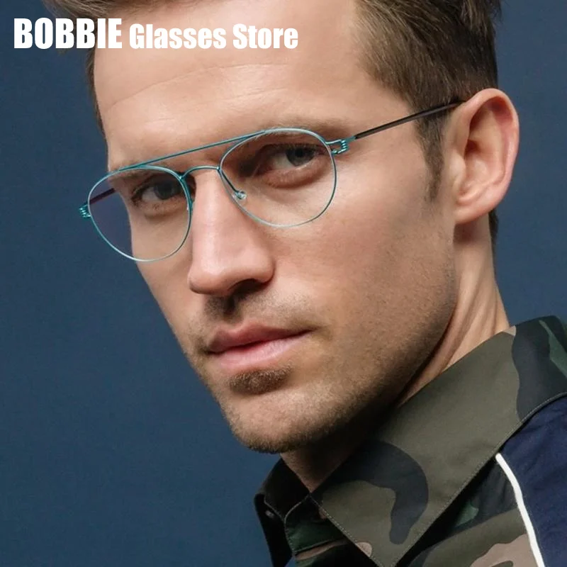 Denmark Brand Glasses Frame Men Titanium Screwless Eyewear Eyeglasses Frames Women Double Beam Round Bruce Handmade Thin Rim