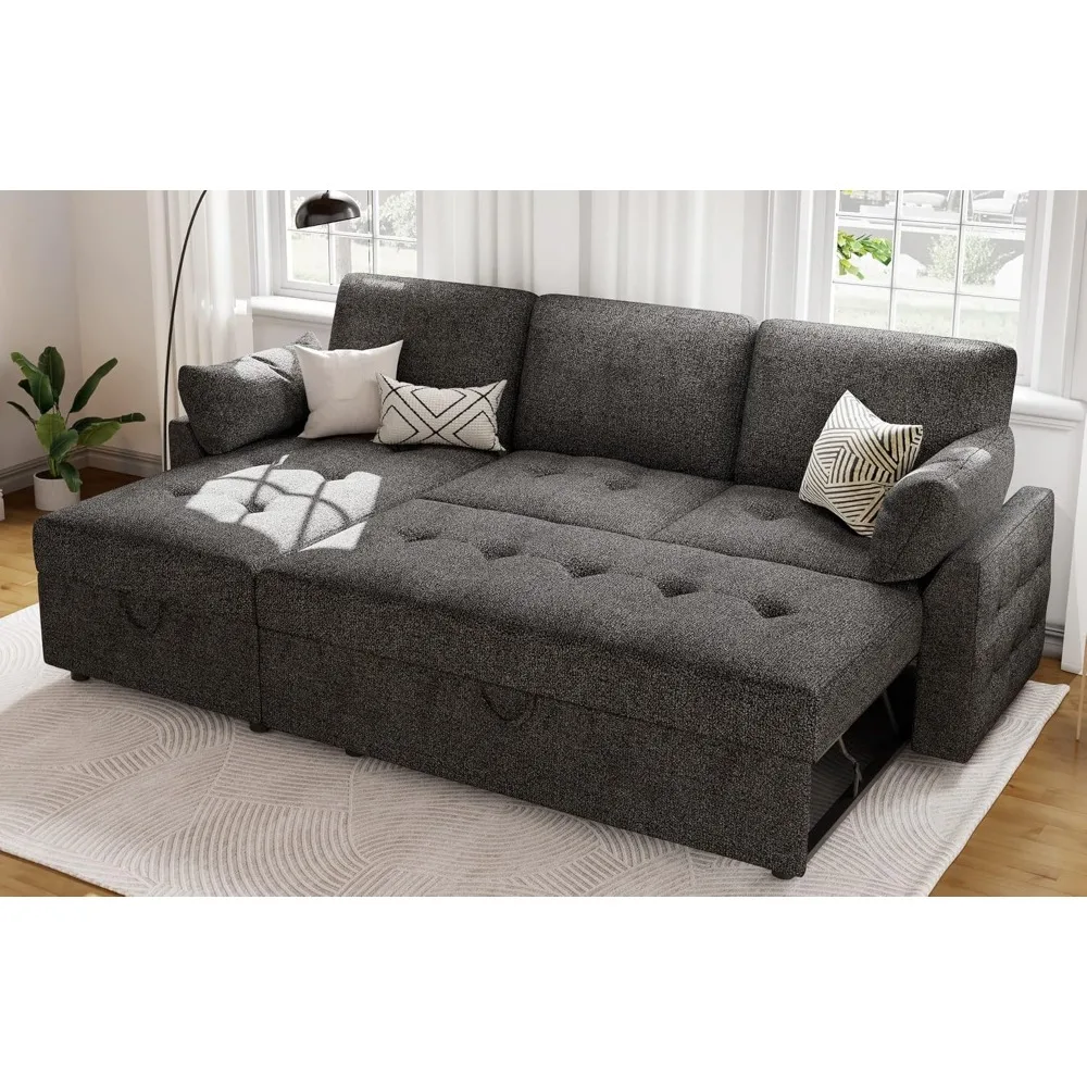 

Living Room Sofas with Storage Chaise, Pull Out Sofa Bed, Modern Tufted Convertible Sleeper Sofa, L Shaped Sofas