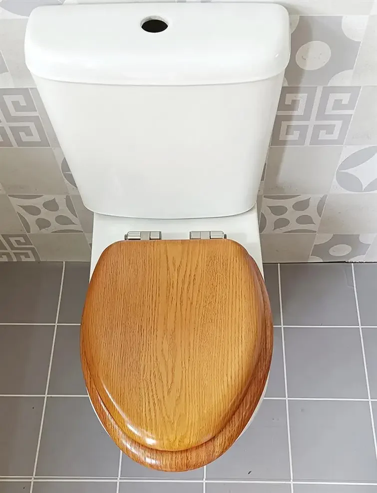 Thickened slow descent silent toilet lid solid wood grain V-shaped toilet  lid board  board home bathroom