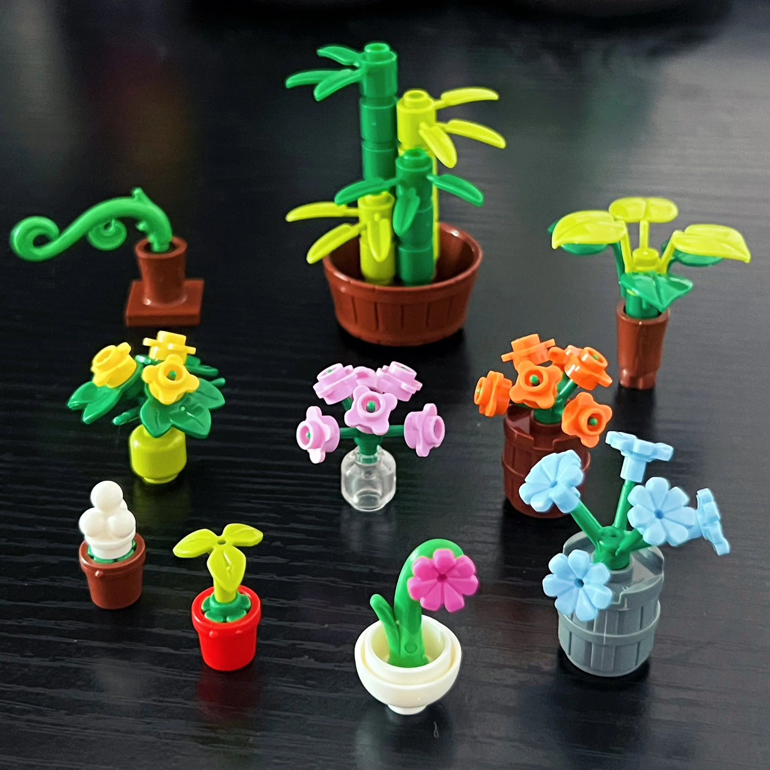 MOC Kleine Topfpflanzen Bausteine Spielzeug Kreative Blume Pädagogisches Spielzeug für Kinder Geburtstag Geschenke DIY Spielzeug Ziegel