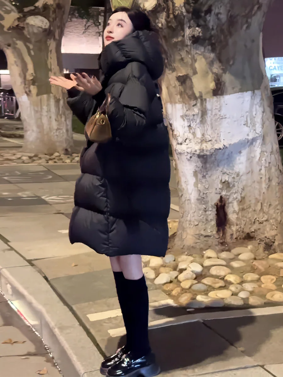 Bla con cappuccio di media lunghezza con piumino Jaet da donna 2025 invernale di piccole dimensioni di fascia alta soffice cappotto di pane tubo dritto