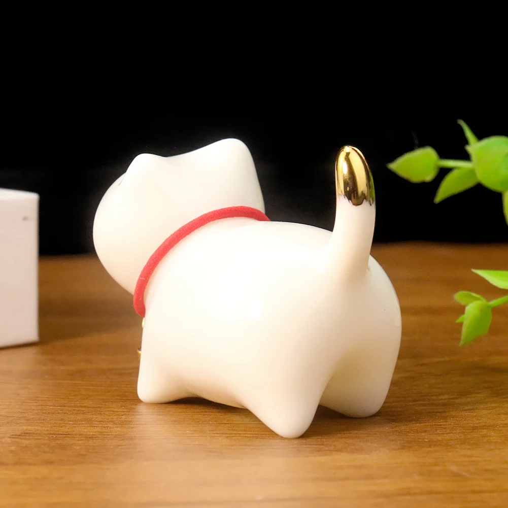 Handmade Porcelain Cat Gold Tail Ornaments Furniture Paperweight Centerpiece Landscaping Luckycat