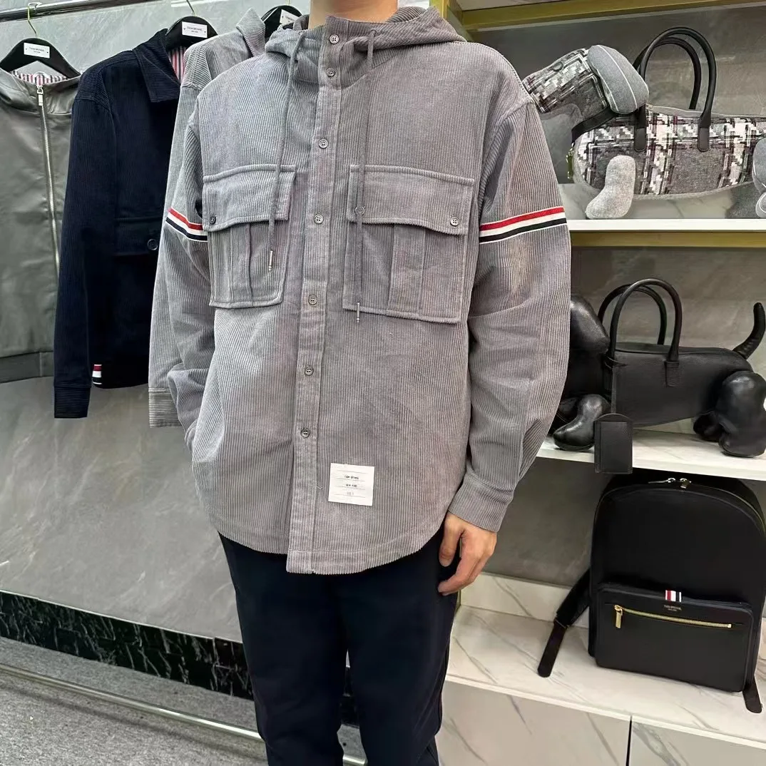 

Men's Casual Retro Sle Double Sve Corduroy irt Jaet Autumn Winter New Faion Cotton 00% Long Sve Mid-Length