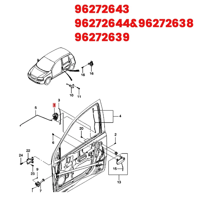 

1 пара привода защелки замка передней двери для Chevrolet Aveo Aveo5 2004-2011 Lacetti Lova 96272643 96272644 & 96272638 96272639