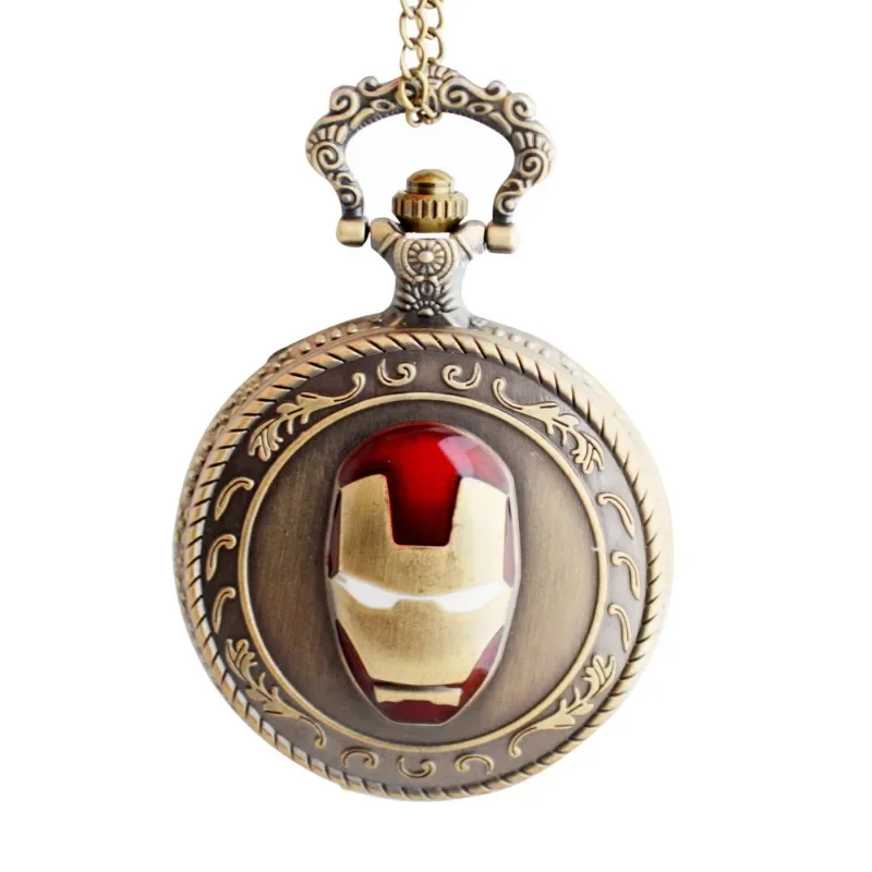 Summer Anime Cartoon Pocket Watch Avengers Quartz Watch Children's Necklace Pocket Watch Vintage Flip Pocket Watch Wholesale