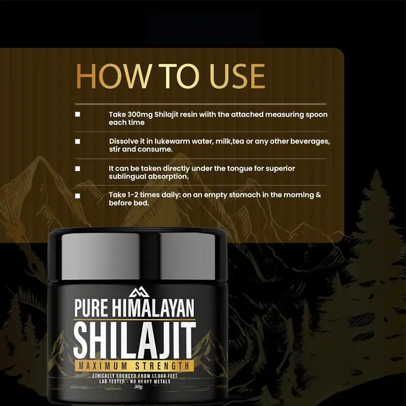 Shilajit natural pure Himalayan organic resin 30g with maximum strength containing over 85 trace minerals, gold grade