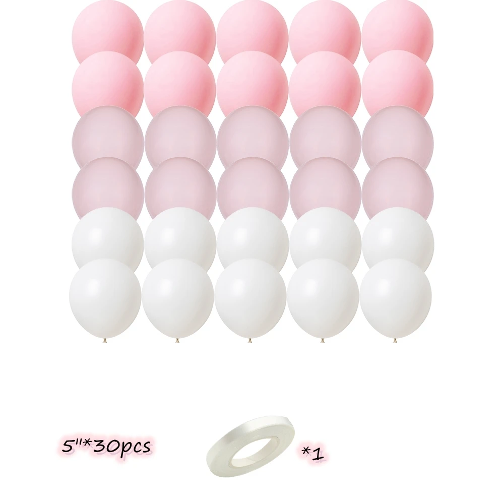 1set Pink White Series Balloons with Foil Number/Heart Balloon Girl\'s Happy Birthday Decorations Anniversary Baby Shower Supply