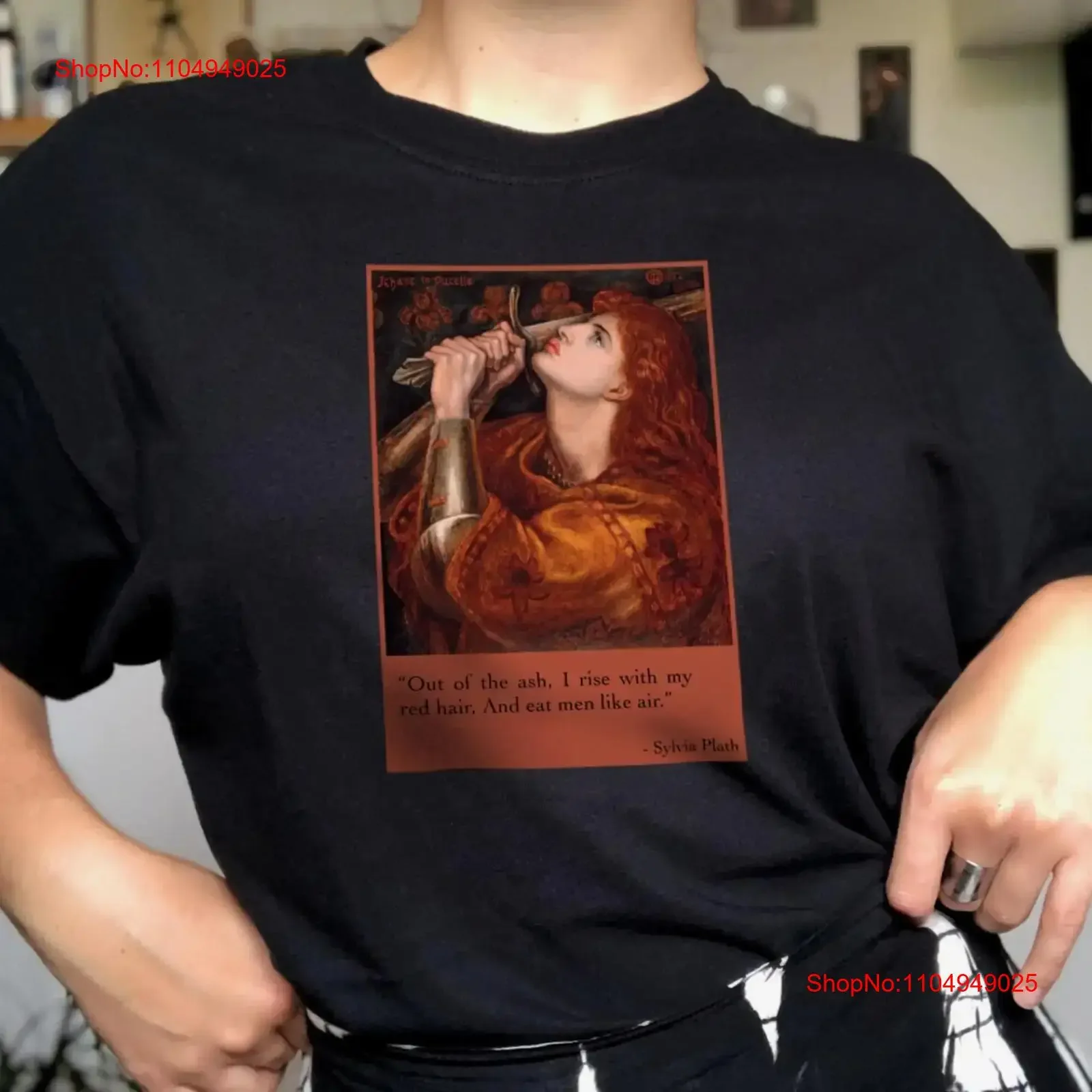

Sylvia Plath I Rise With My Red Hair 100 Cotton Gender Neutral Art Poetry Dark Academia T Shirt vintage Washed Breathable homme