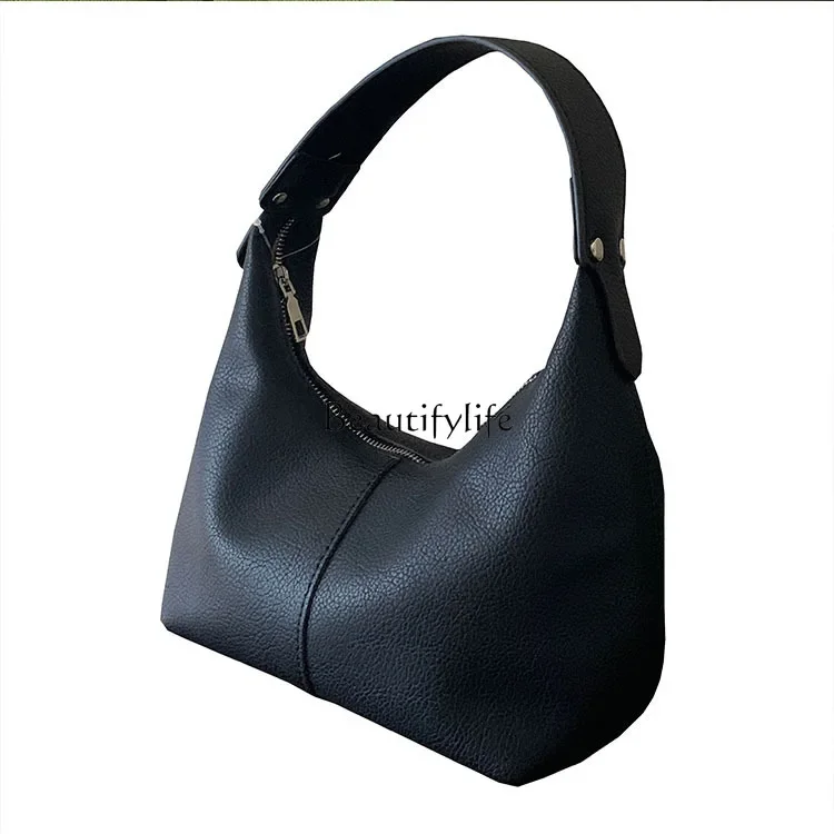 Small Bag Portable Shoulder Contrast Color Minimalist Pu Soft Leather Dumpling Underarm Bag